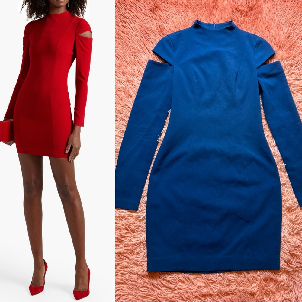 BLACK HALO Bonelli Shoulder Cutout Mini Dress In Blue. Size 2
